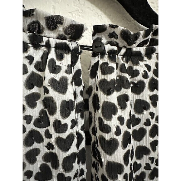 Rachel Zoe Blouse Size Medium Womens Sheer Heart Design High Neck Long Sleeve - Picture 7 of 7